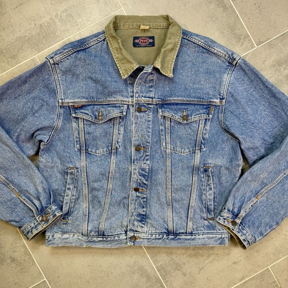 Vintage Pepe Jeans Denim Trucker Jacket Blue Mens L Hong Kong Made